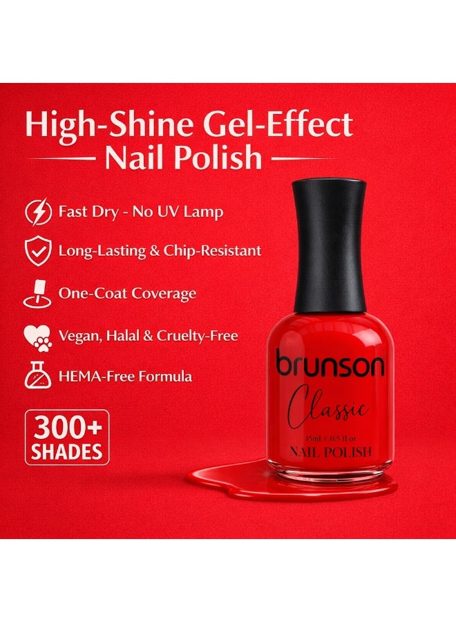 Brunson Classic Nail Polish 18ml Fast Dry Nail Lacquer Nail Harderner Normal Polish Glossy Gel Effect Quick Air Dry Long-Lasting Natural Nail Enamel Salon Quality Manicure Pedicure Regular Polish - Image 3